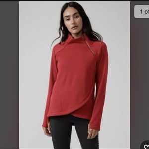 ATHLETA Cozy Karma Asym Pullover Decadent Red NWT